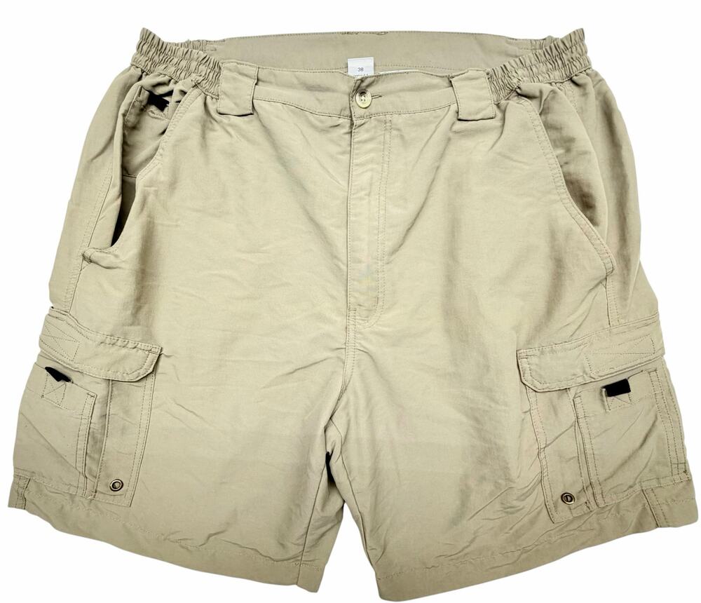 World Wide Sportsman Men’s 38 Cargo Fishing Shorts Khaki Nylon Outdoor Hiking